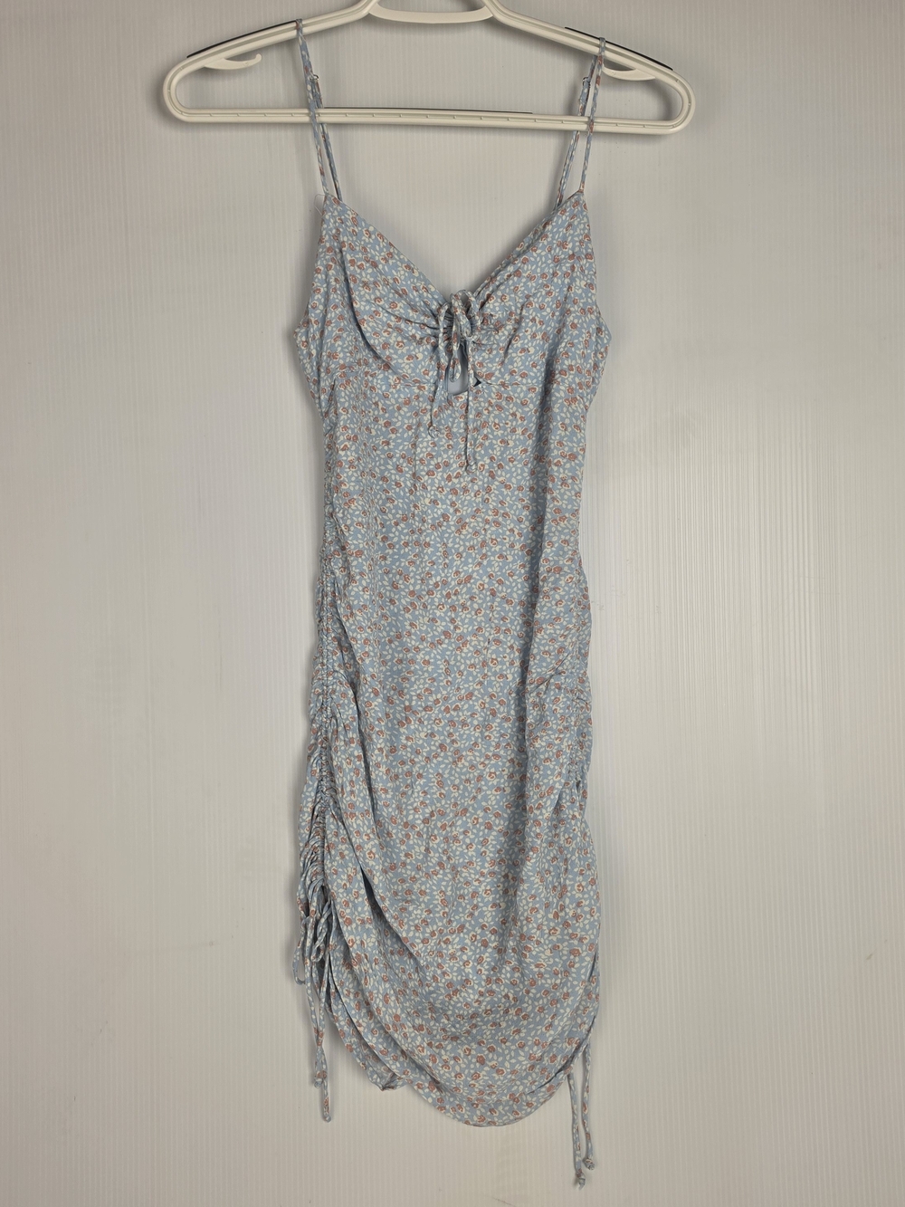 Cotton Candy Blue Floral Tie-Front Mini Dress